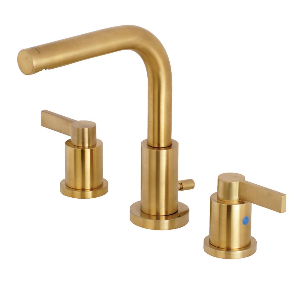 Kingston Brass Emilia 8 In Widespread 2 Handle High Arc Bathroom Faucet In Brushed Brass Hfsc8953ndl The Home Depot