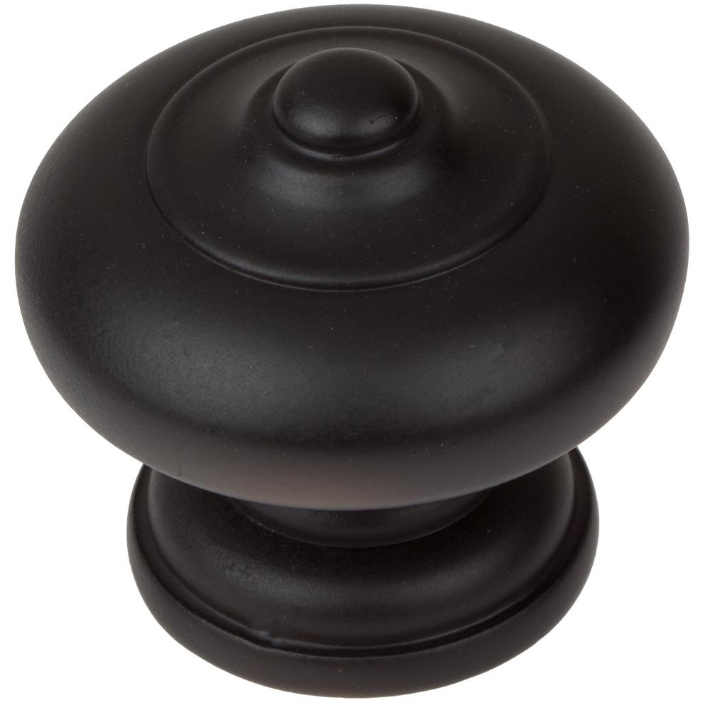 GlideRite 1 1 2 In Dia Matte Black Round Ring Mushroom Cabinet Knob   Gliderite Cabinet Knobs 5561 Mb 10 64 1000 