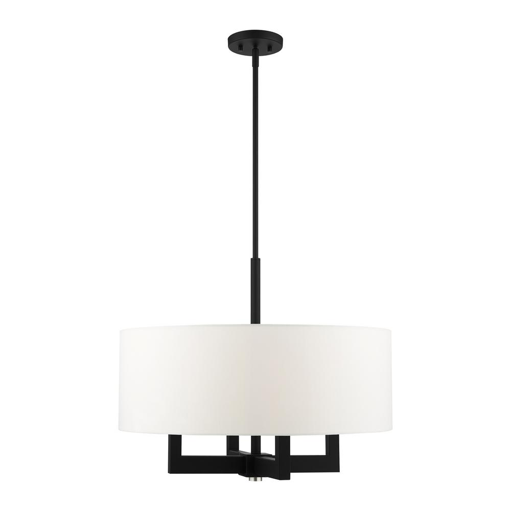 Livex Lighting Cresthaven 4 Light Black Drum Chandelier With Livex Lighting Cresthaven 4 Light Black