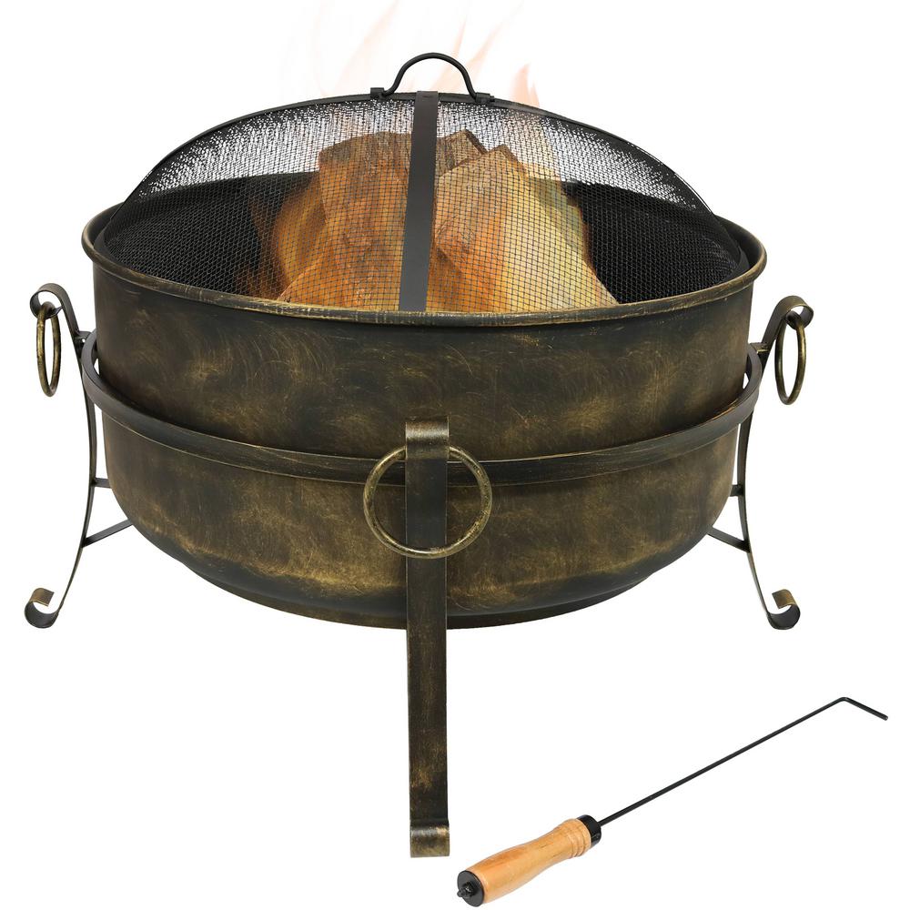 Sunnydaze Decor Cauldron 24 In X 23 In Round Steel Wood Fire Pit