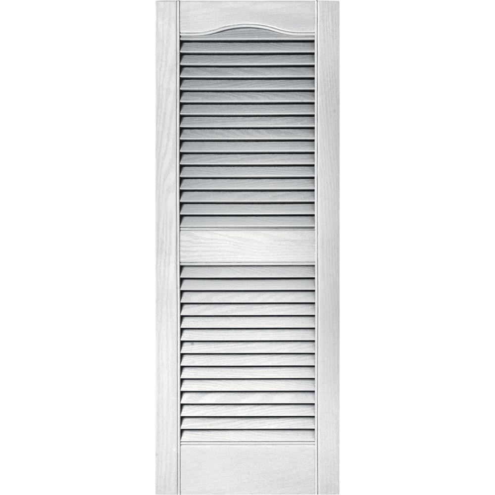 Builders Edge 15 in. x 39 in. Louvered Vinyl Exterior Shutters Pair in