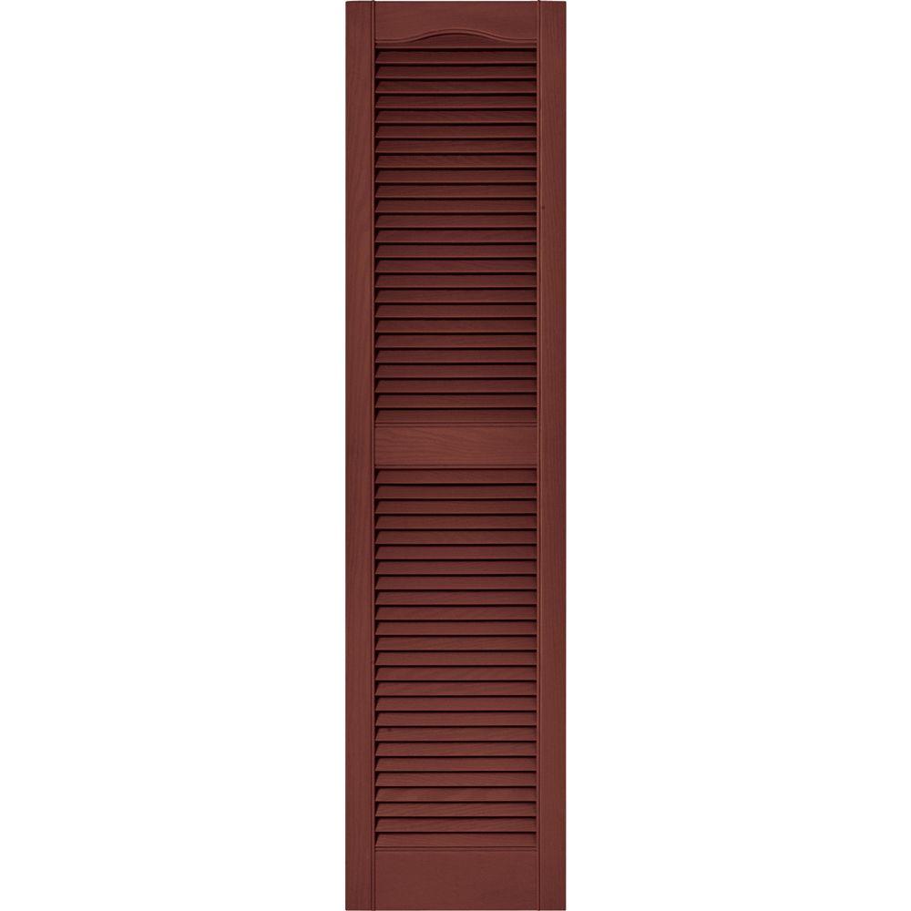 Builders Edge 15 in. x 60 in. Louvered Vinyl Exterior Shutters Pair in ...