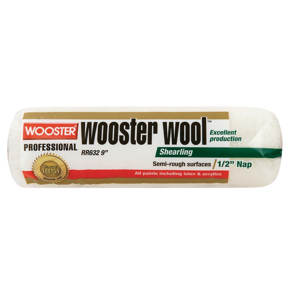 Wooster 9 in. x 1/2 in. High Density Wool Roller Cover0HR2320090 The