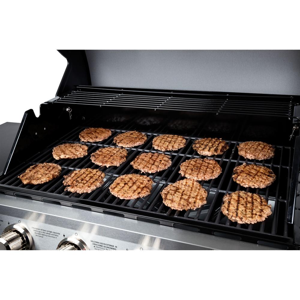 Dyna Glo 4 Burner Open Cart Propane Gas Grill In Stainless Steel With Side Burner Dgb495sdp D The Home Depot