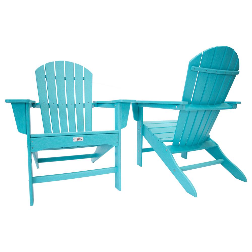 Luxeo Hampton Aruba Blue Outdoor Patio Plastic Adirondack Chair 2