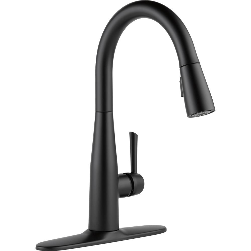 Delta Essa Single Handle Pull Down Sprayer Kitchen Faucet With Magnatite Docking In Matte Black 9113 Bl Dst The Home Depot