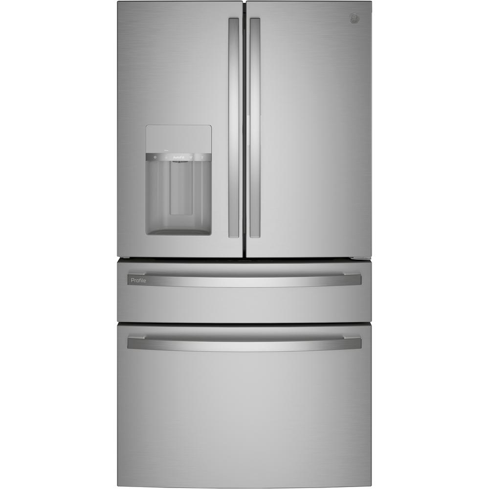 Ge 27 6 Cu Ft Smart 4 Door French Door Refrigerator With Door In Door In Fingerprint Resistant Stainless Steel