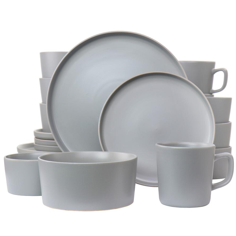 Elama Luxmatte 20-Piece Light Grey Stoneware Dinnerware Set (Service ...