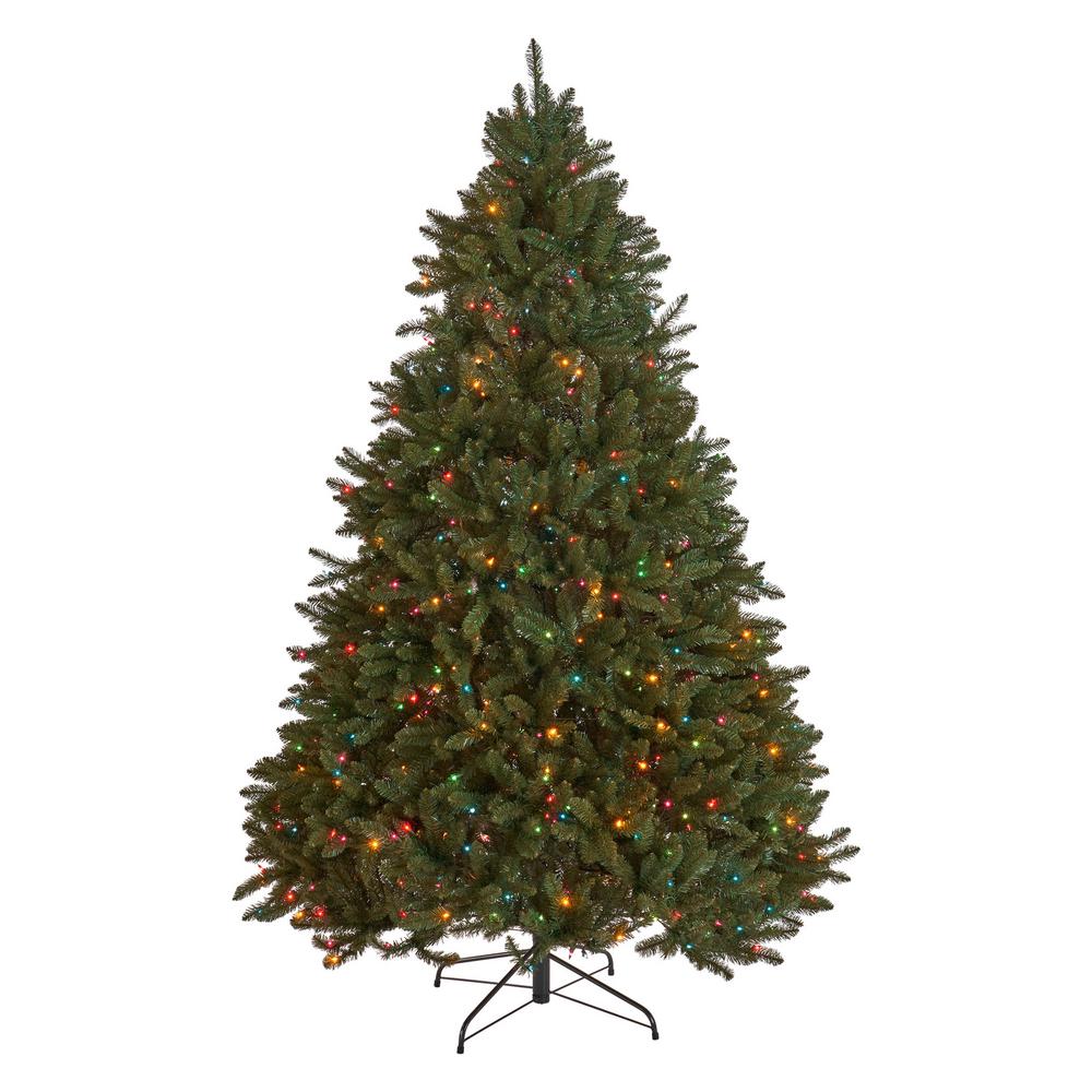 Noble House 7 Ft Pre Lit Norway Spruce Hinged Artificial Christmas Tree With 700 Multi Colored Lights 54772 The Home Depot