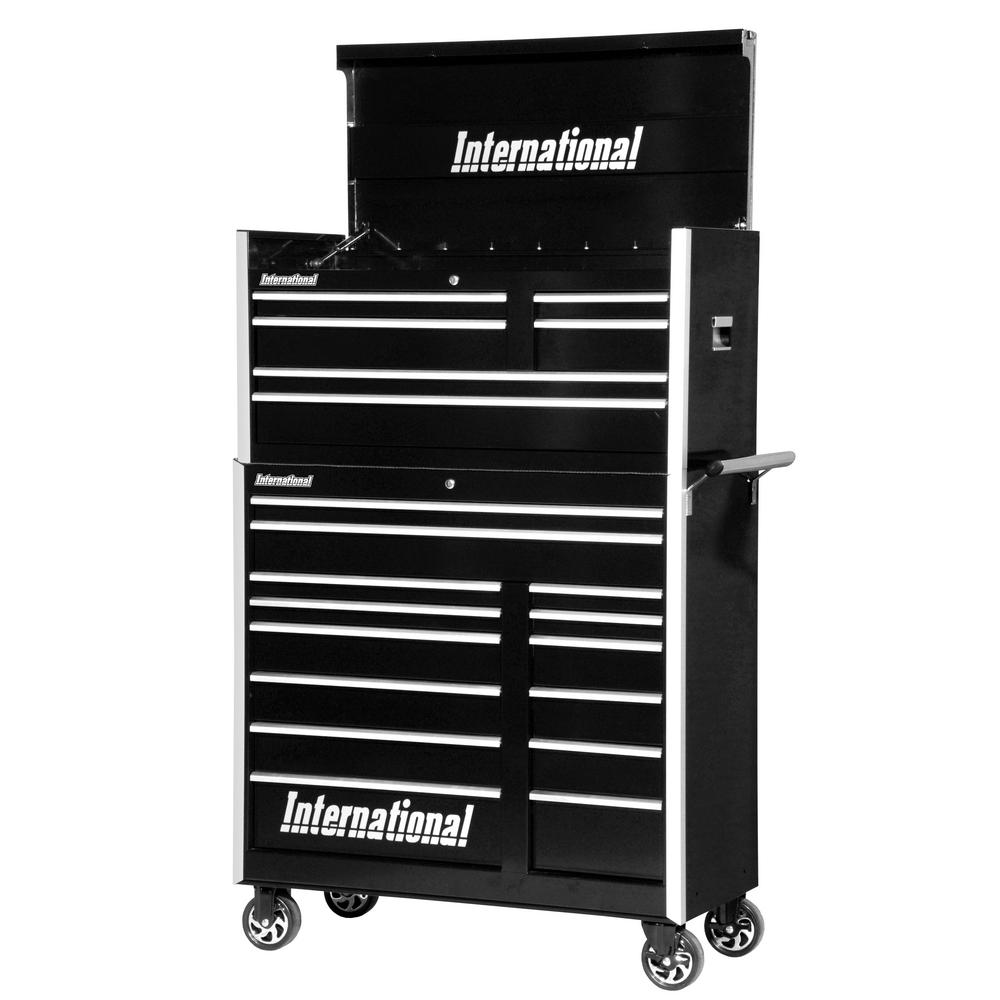 Husky 52 In 18 Drawer Tool Chest And Rolling Tool Cabinet Set In Black