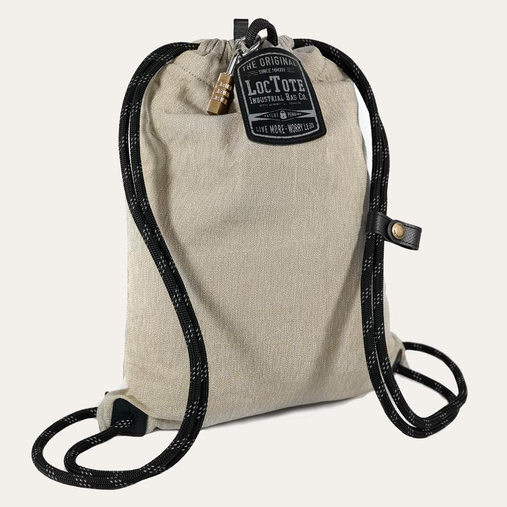 Loctote Flak Sack Sport 9 in. Khaki Backpack with Theft Proof Features212414 The Home Depot