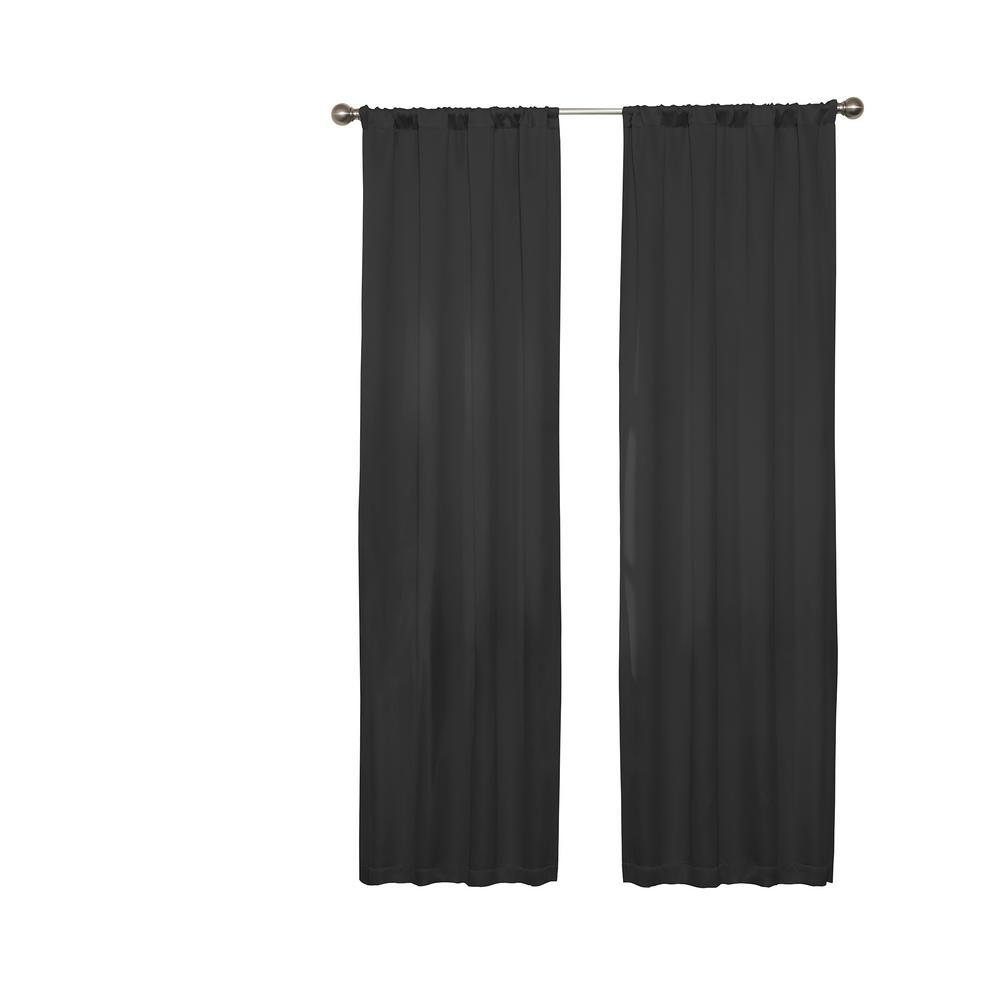 black window curtains