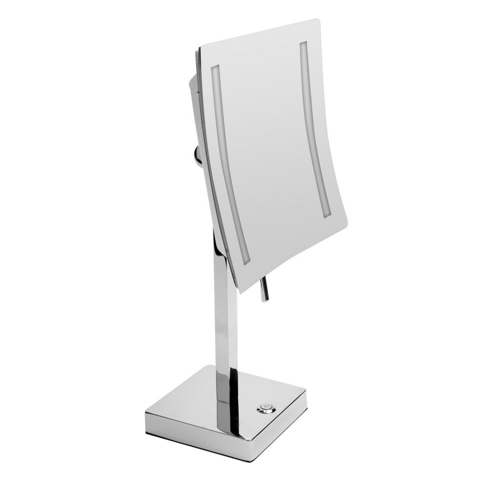 Alfi Brand 14 5 In X 8 Square Freestanding Led Lighted Single 5x Mirror Polished Chrome
