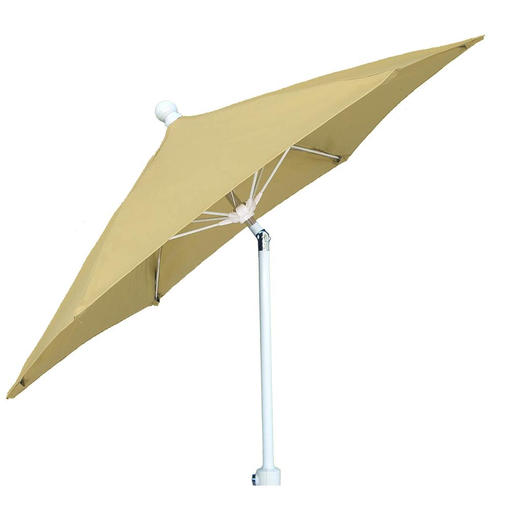 7 5 Ft 2 Piece White Pole Tilt Patio Umbrella In Beige Canopy 2 Piece White Pole Tilt Patio Umbrella
