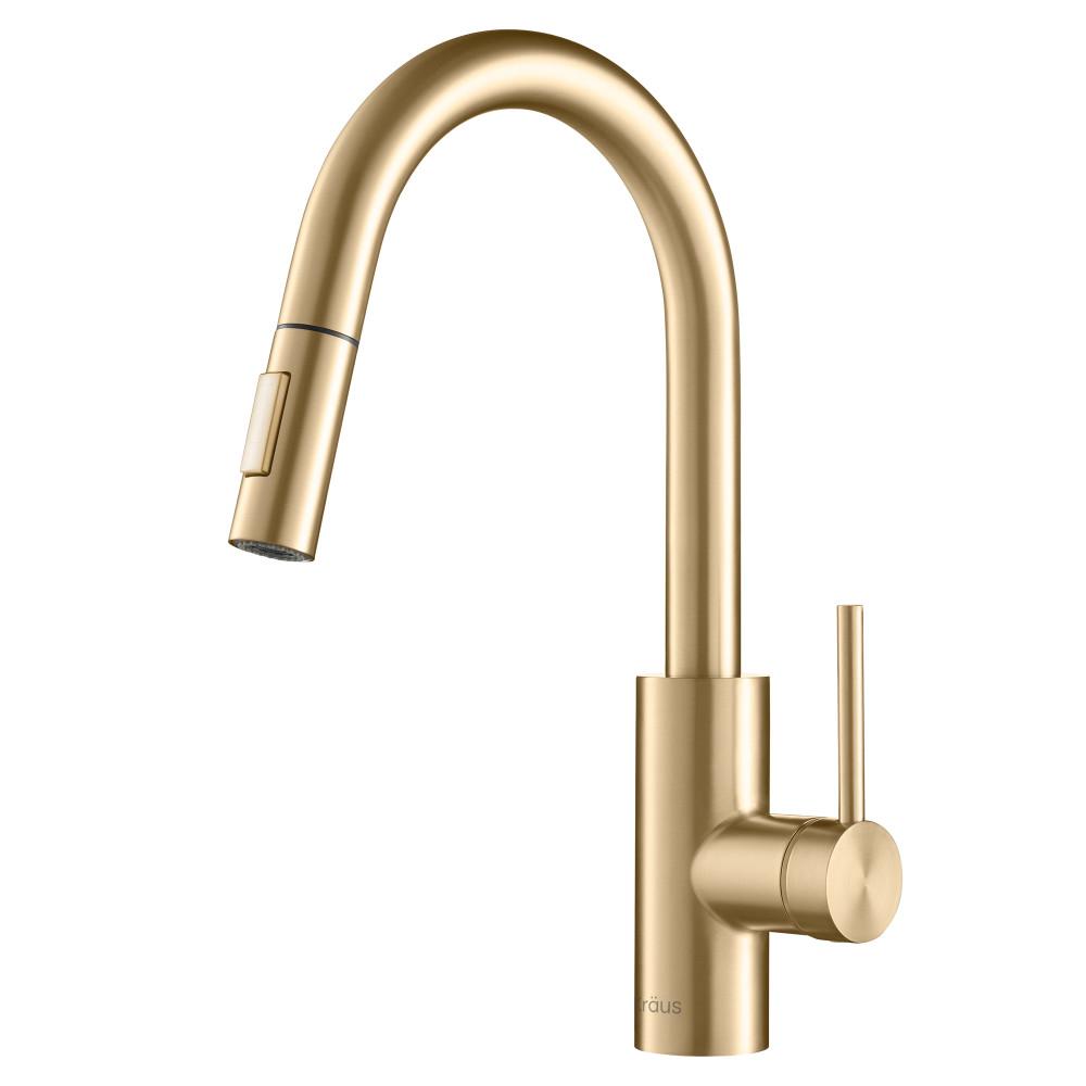 Kraus O Single Handle Pull Down Sprayer Kitchen Faucet In Gold