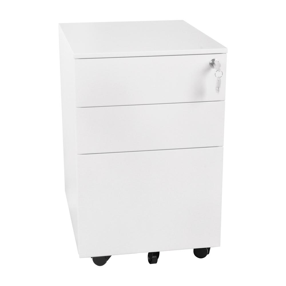 Unbranded 3 Drawer White Metal Mobile Vertical Filing Cabinet With Lock Key Wjg001 The Home Depot