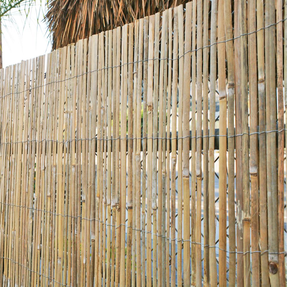 6 ft. h x 16 ft. l natural raw split bamboo slat fencing - Natural Raw BackyarD X Scapes GarDen Fence Panels 20 Bsn 4f 1000