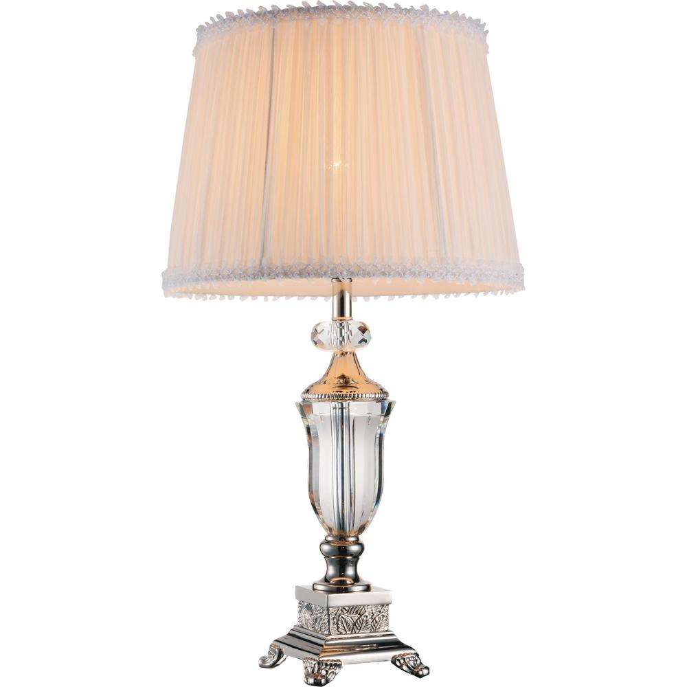 Crystal World Yale 20 in. Brushed Nickel Table Lamp with ...