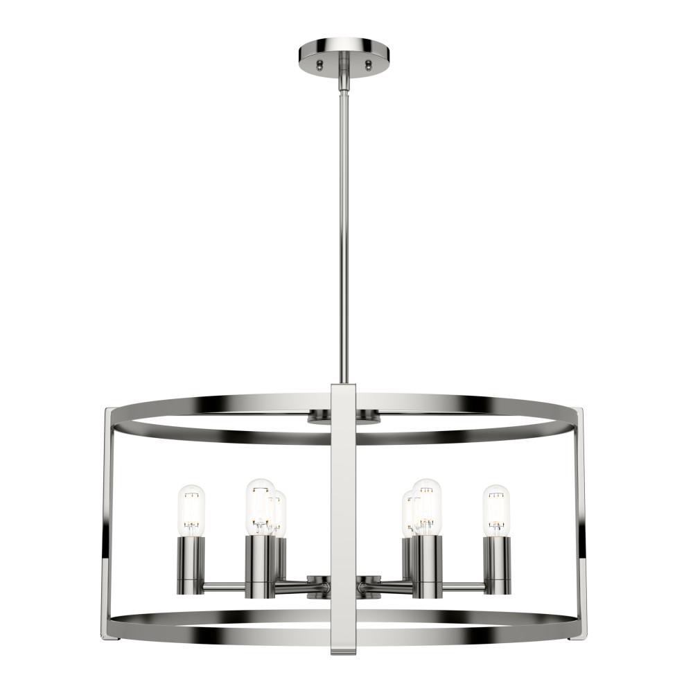 Hunter Astwood 6 Light Polished Nickel Drum Chandelier 19000 The Hunter Astwood 6 Light Polished Nickel