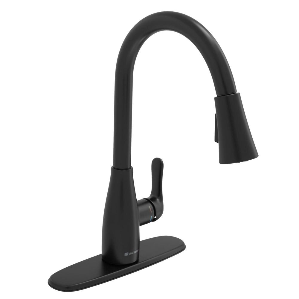 Glacier Bay McKenna Single-Handle Pull-Down Sprayer Kitchen Faucet in Matte Black with TurboSpray and FastMount
