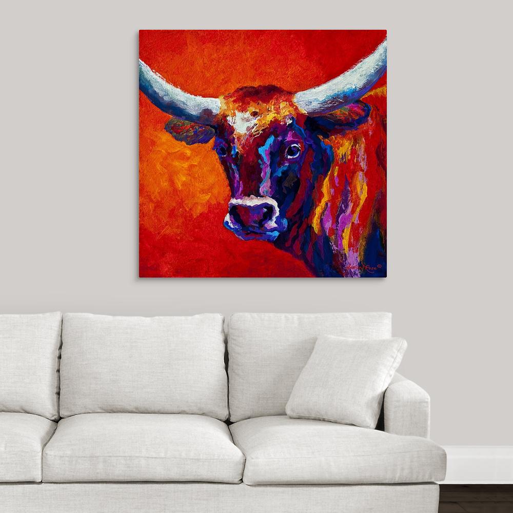 GreatBigCanvas "Longhorn Steer" by Marion Rose Canvas Wall Art1172025