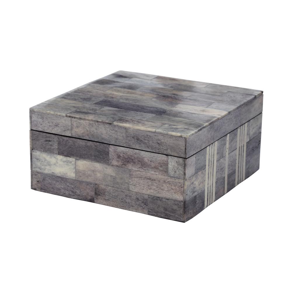 Titan Lighting 6 In X 3 Gray And White Bone Decorative Box Tn Gray And White Bone Decorative Box