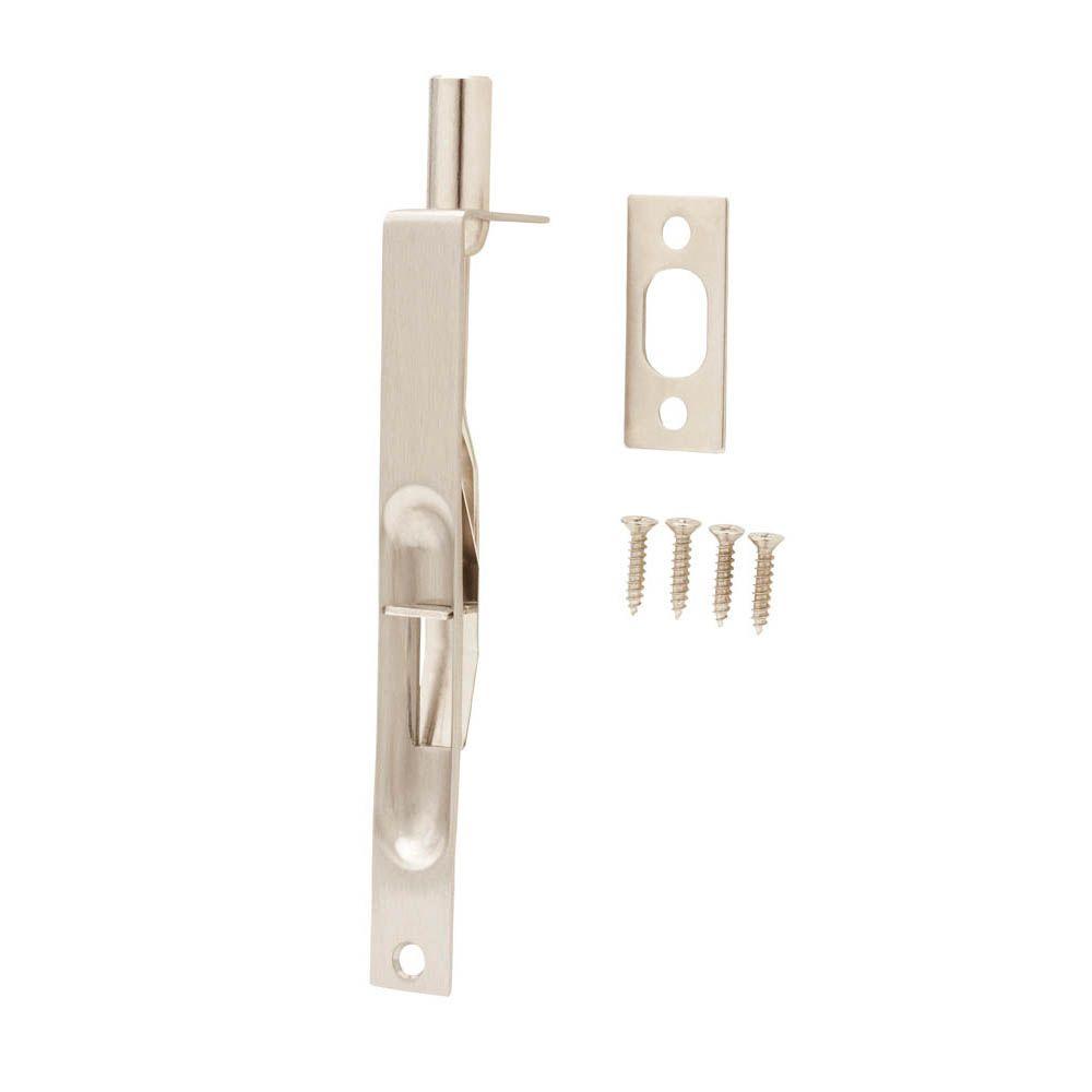 flush bolt nickel satin everbilt door square corner slide magnetic hinge pack bolts doorstop depot keeper stop lock surface catch