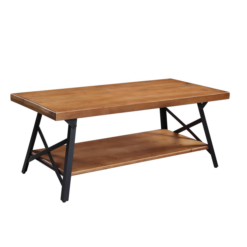Boyel Living Rustic Wiooden Coffee Table With Shelf And Black - Dark Solid Wood Coffee Table Boyel Living Rustic Wiooden Coffee Table With Shelf And Black - Dark Solid Wood Coffee Table