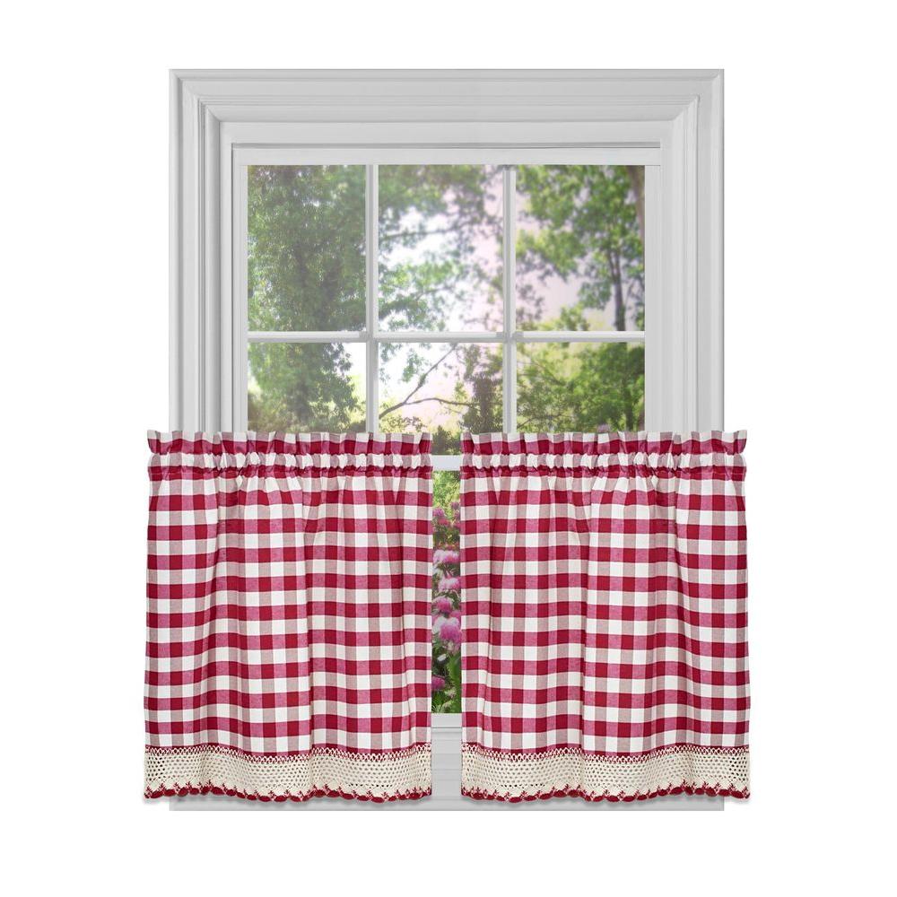 Achim Semi Opaque Buffalo Check Navy Rod Pocket Tier Pair With