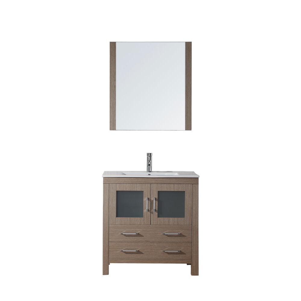 Virtu USA Dior 32 in. W x 18.3 in. D x 33.43 in. H Dark Oak Vanity with