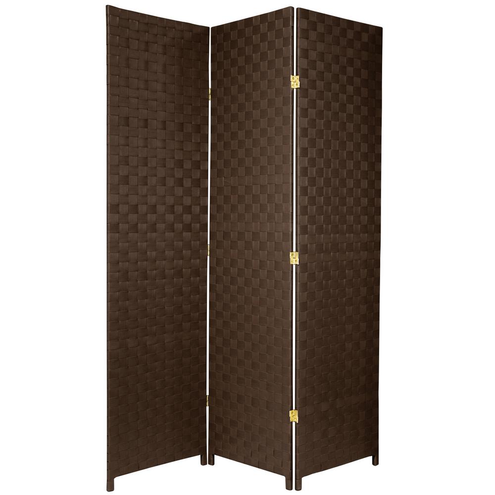 PHOTO 5 ft. Brown 3-Panel Room Divider-SG-222 - The Home Depot