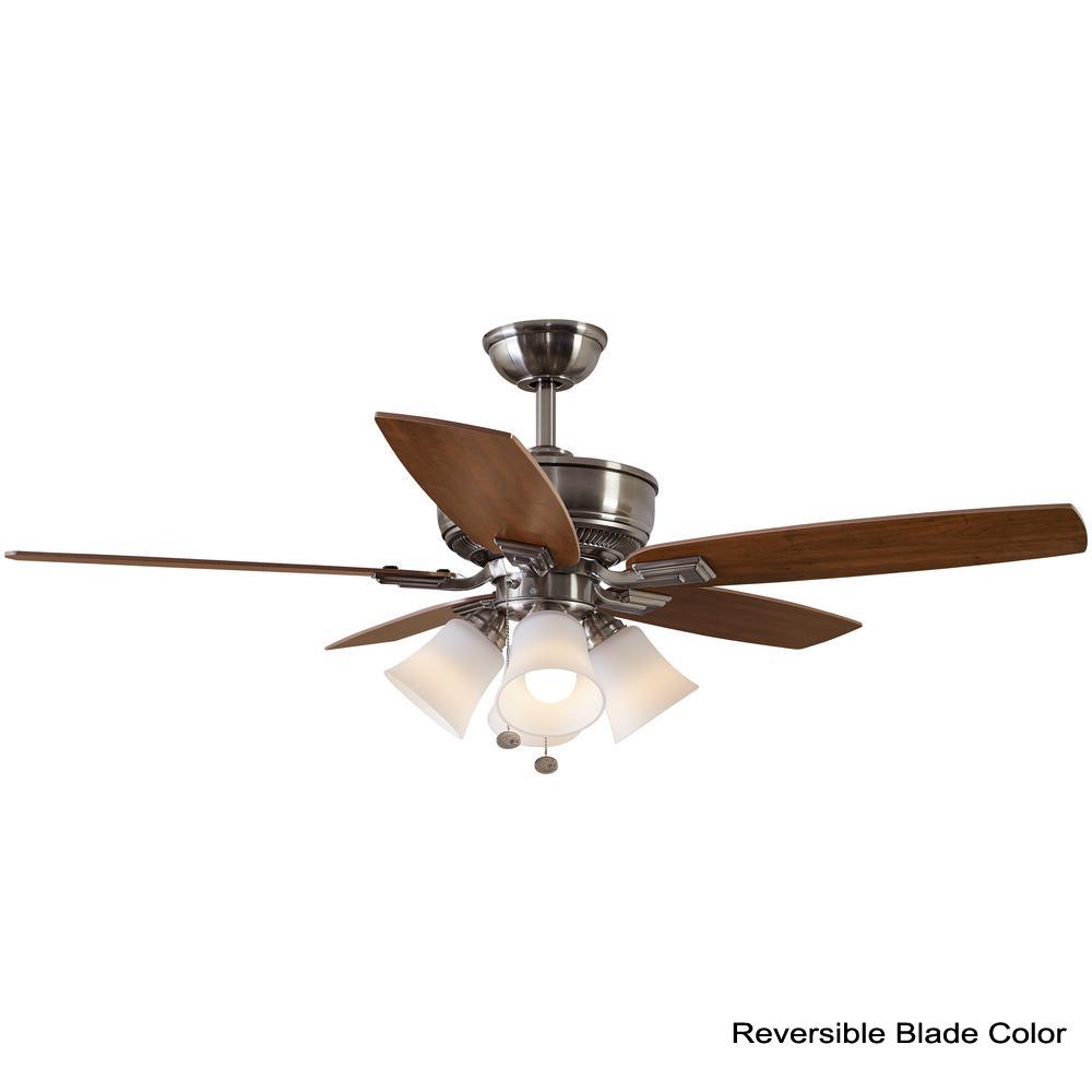 Hampton Bay Devron 52 In Led Indoor Brushed Nickel Ceiling Fan