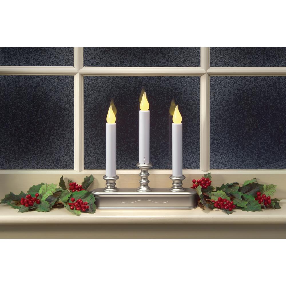 Xodus Innovations 10 25 In Pewter Amber Led Battery Operated Candle With Candelabra Fpc1230p The Home Depot