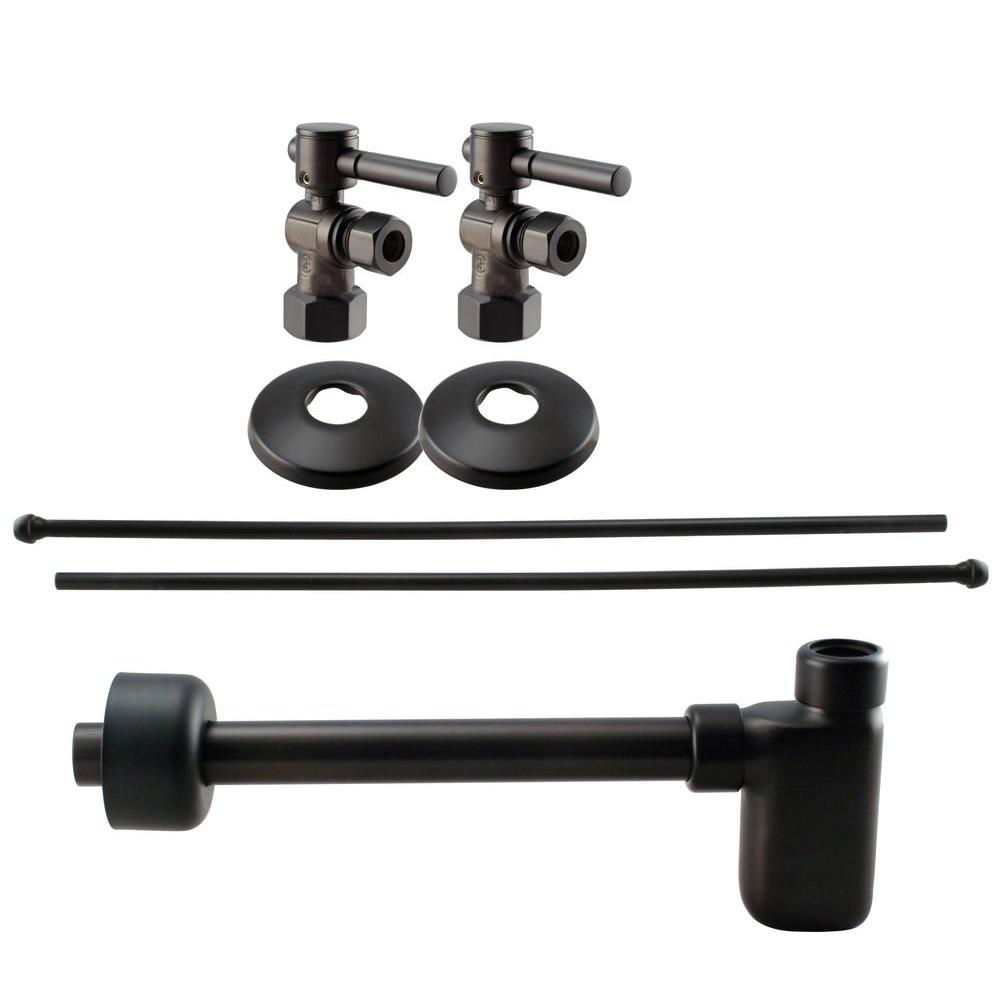 Westbrass 1/2 in. IPS Lever Handle Angle Stop Complete Pedestal Sink Installation Kit in Oil