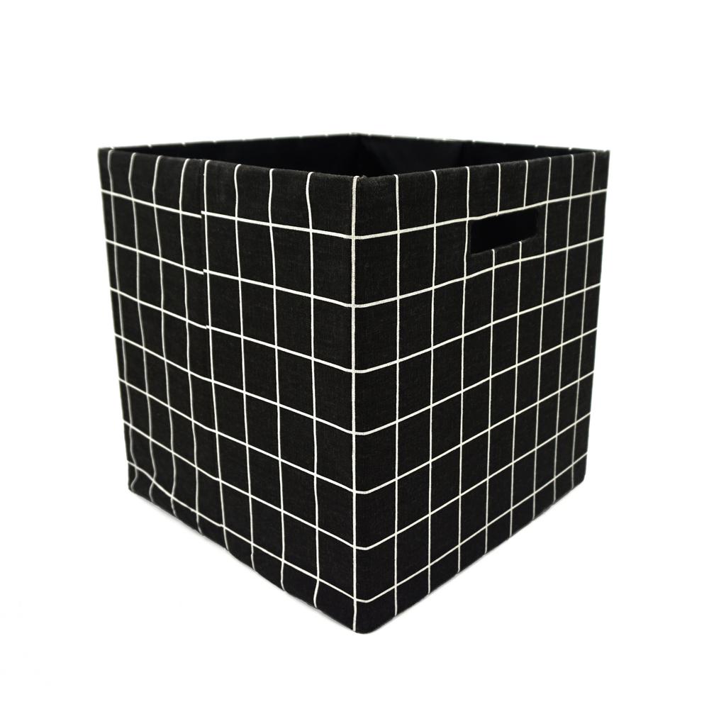 Handcrafted 4 Home 12 in. L x 12 in. W x 12 in. H Grid Pattern Fabric