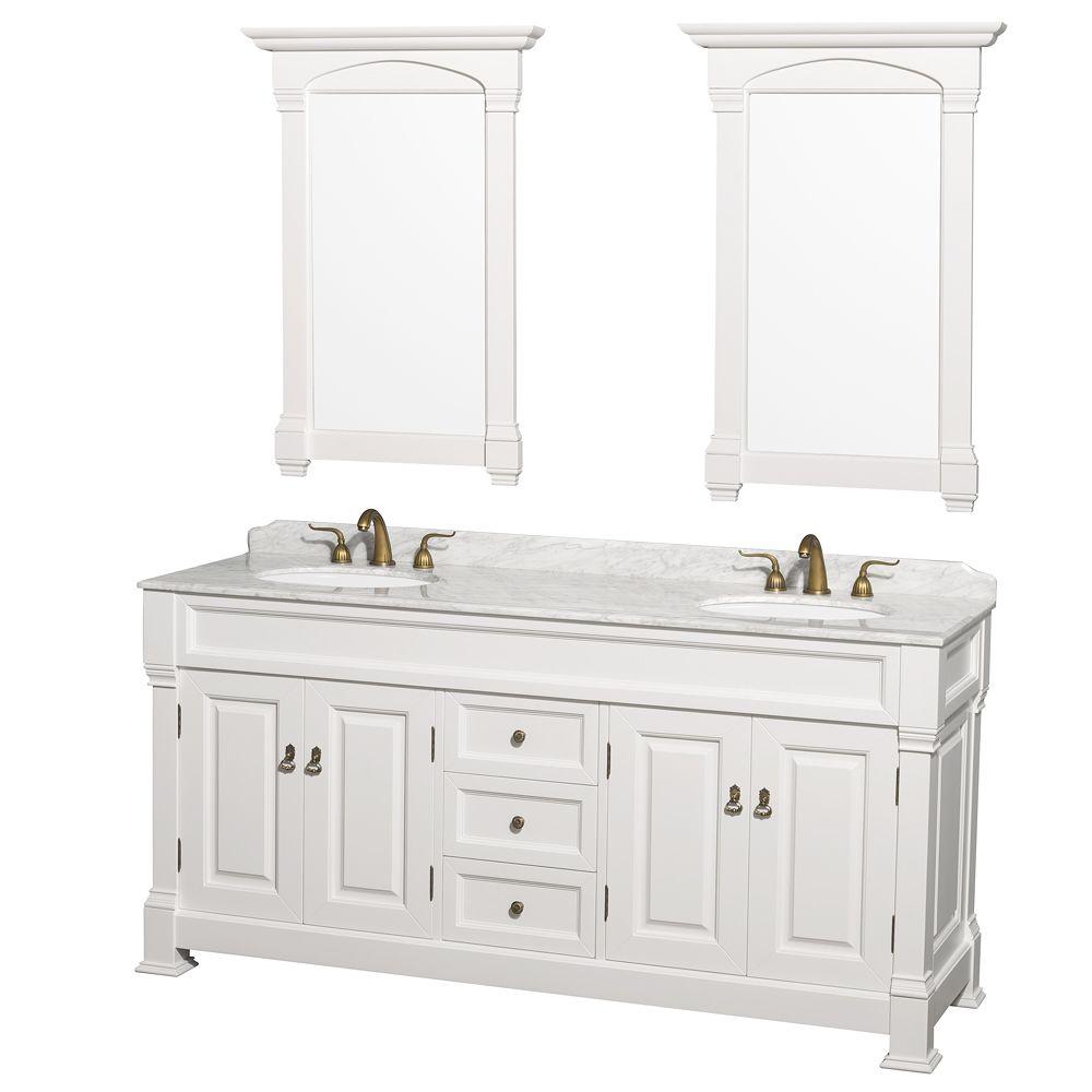 Undermount Square Sinks White Carrara, 72 Inch White Bathroom Vanity Top