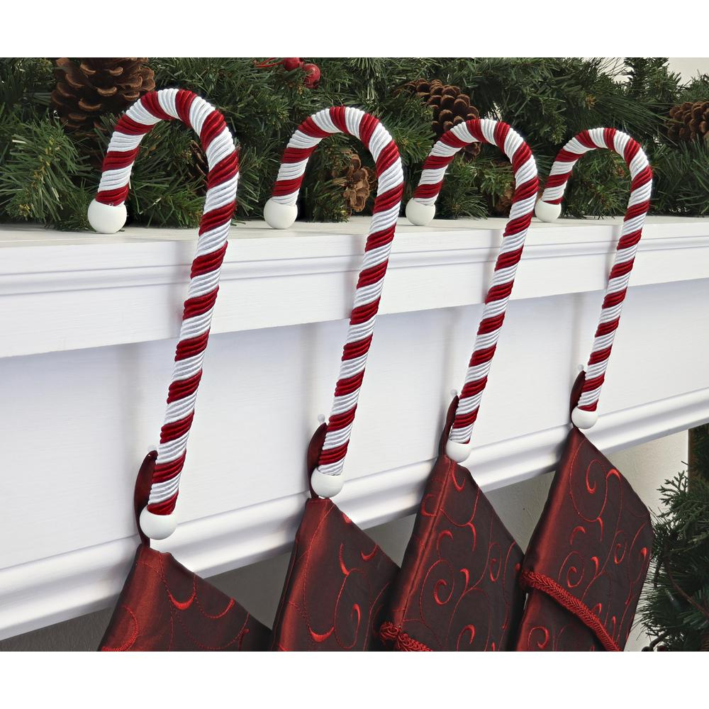 Haute Decor 9 In Candy Cane Large Version Stocking Holder 4 Pack