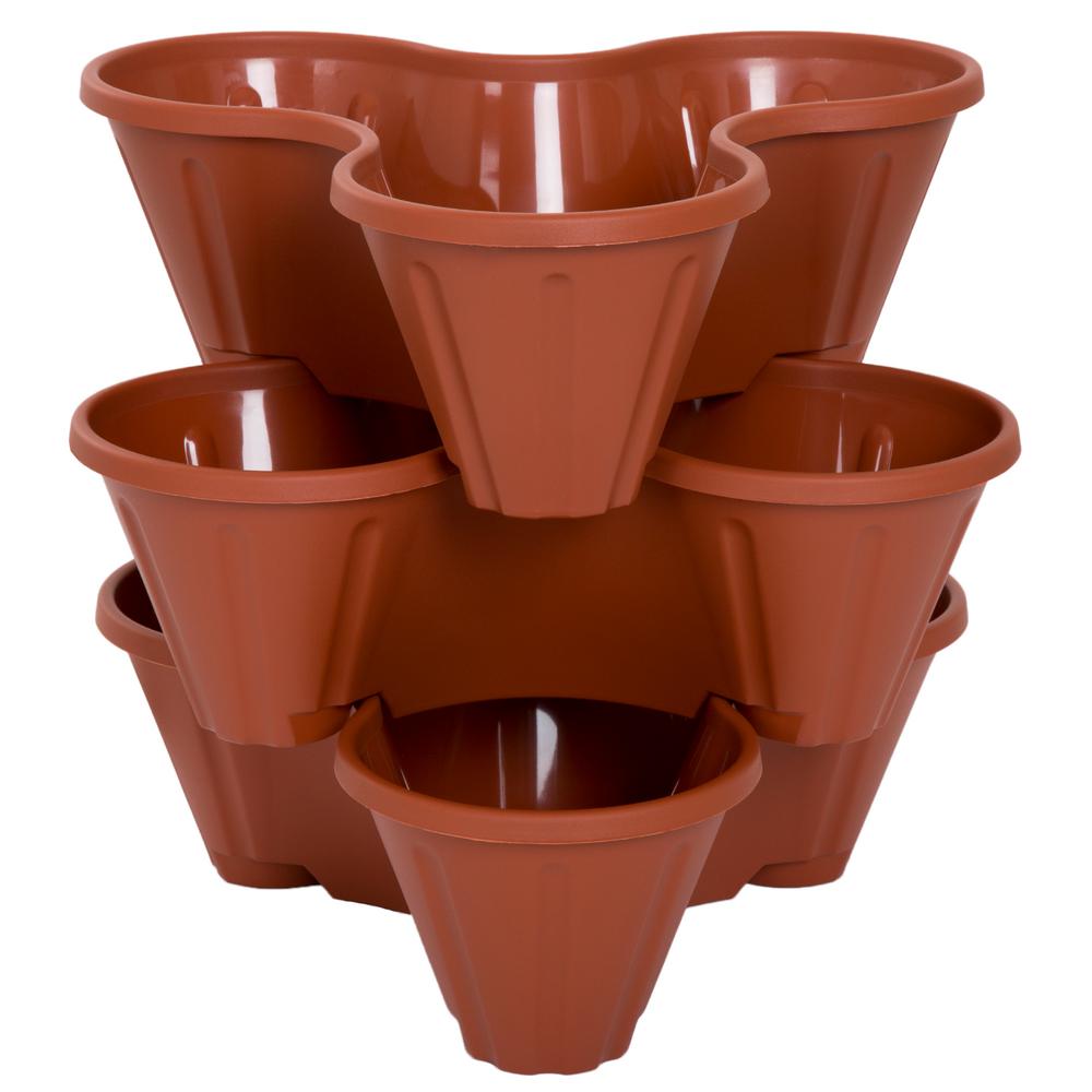 Pure Garden 13 in Plastic Stackable Planters 3 Pack 