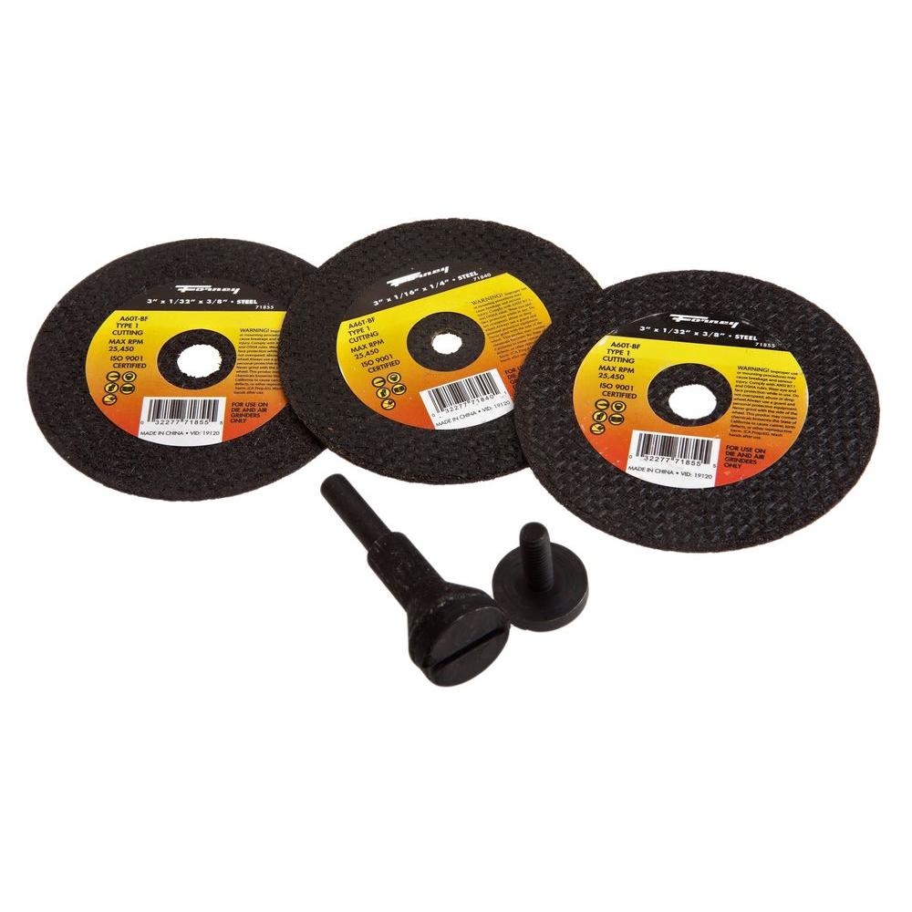 Forney 3 in. x 1/32 in. x 1/4 in. Shank Mandrel CutOff Wheel Kit (5