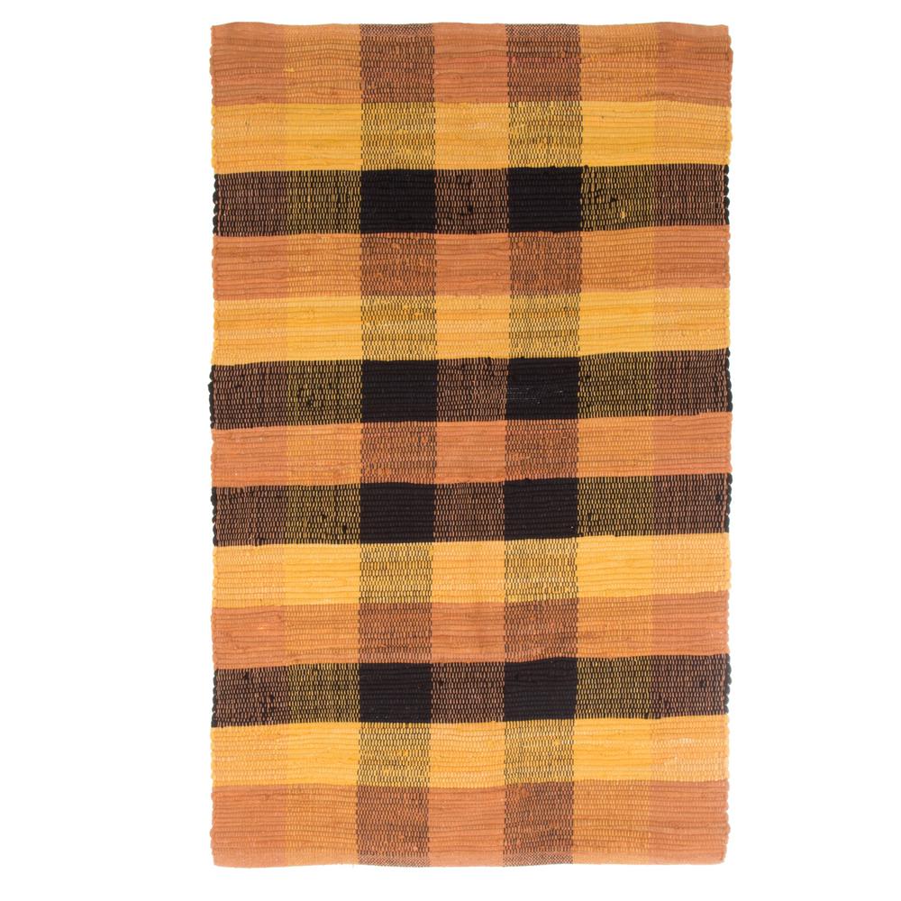 Lavish Home Chindi Plaid Yellow Brick 2 Ft X 4 Area Rug 69 C Lavish Home Chindi Plaid Yellow Brick 2 Ft X 4 Area Rug