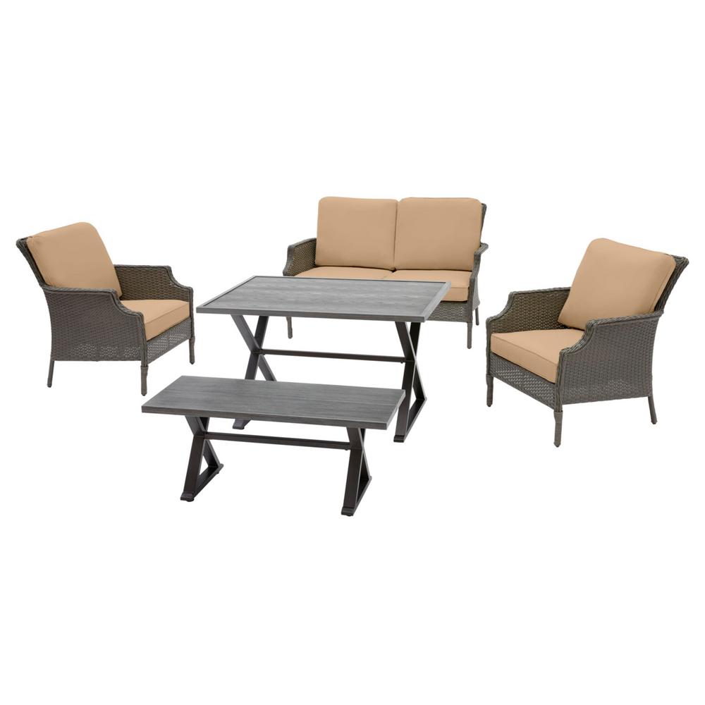 Hampton Bay Grayson 7Piece Ash Gray Wicker Outdoor Patio Dining Set