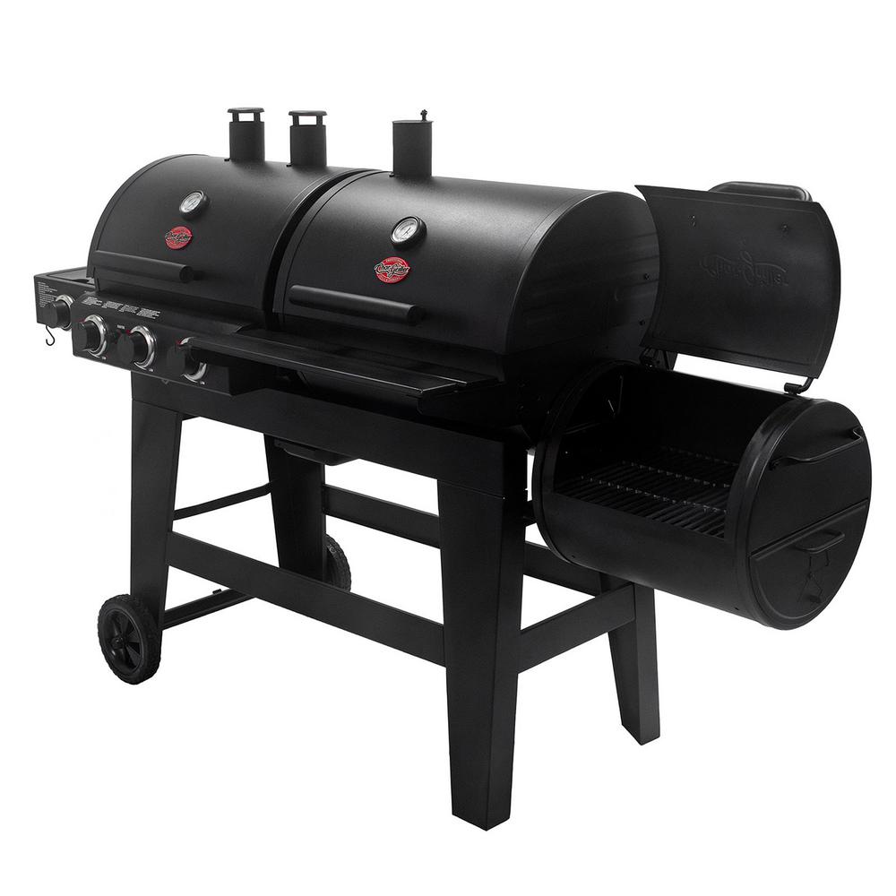 charcoal bbq with rotisserie and smoker