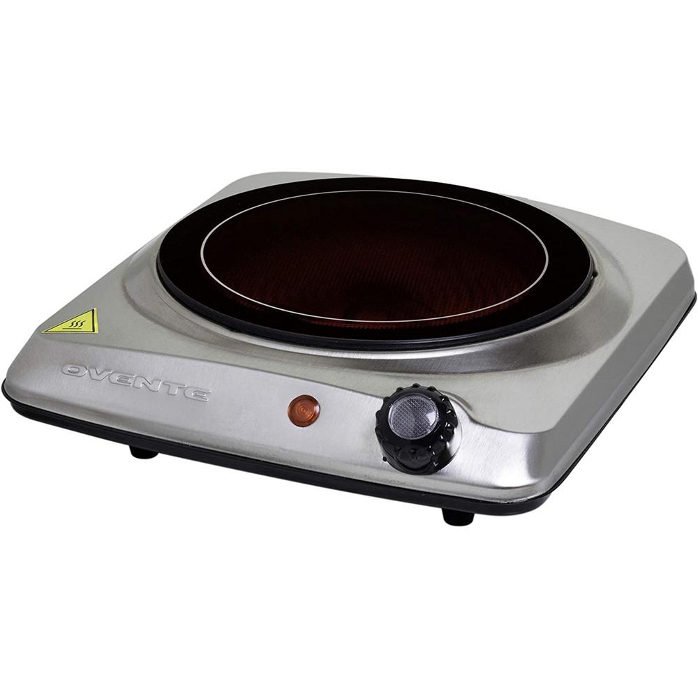 Ovente 7 In Silver Single Hot Plate Electric Glass Infrared Stove 1000 Watt Bgi101s The Home Depot