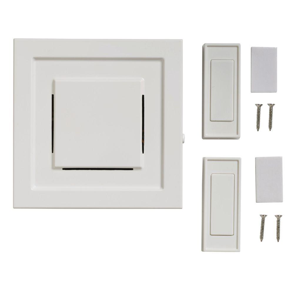 Wireless PlugIn Door Bell Kit with 2Push Button, White216604 The
