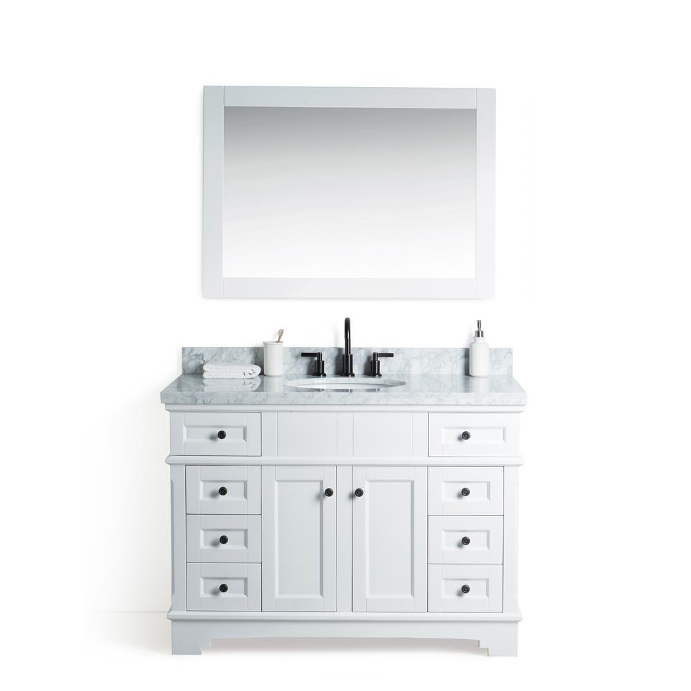 Legion Furniture 48 In W X 22 D Vanity White With Cararra Legion Furniture 48 In W X 22 D Vanity White With Cararra Marble Top And Gray Basin Mirror
