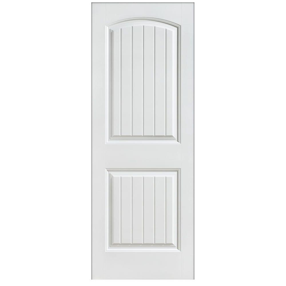 Masonite 28 In X 80 In Cheyenne 2 Panel Camber Top Plank Hollow Core Smooth Primed Composite Single Prehung Interior Door 21538 The Home Depot