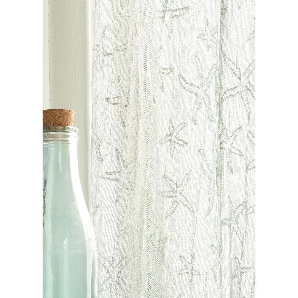 Heritage Lace Starfish White Polyester Light Filtering Lace Sidelight Curtain Panel 15 In W X 50 In L 7255w 1550sl The Home Depot