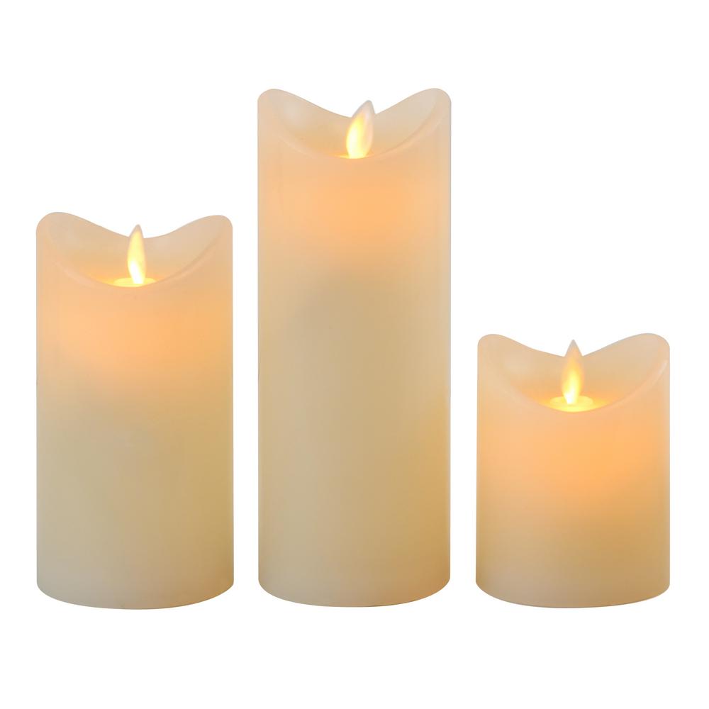 LUMABASE Battery Operated Glass Hurricane Candles with Moving Flame
