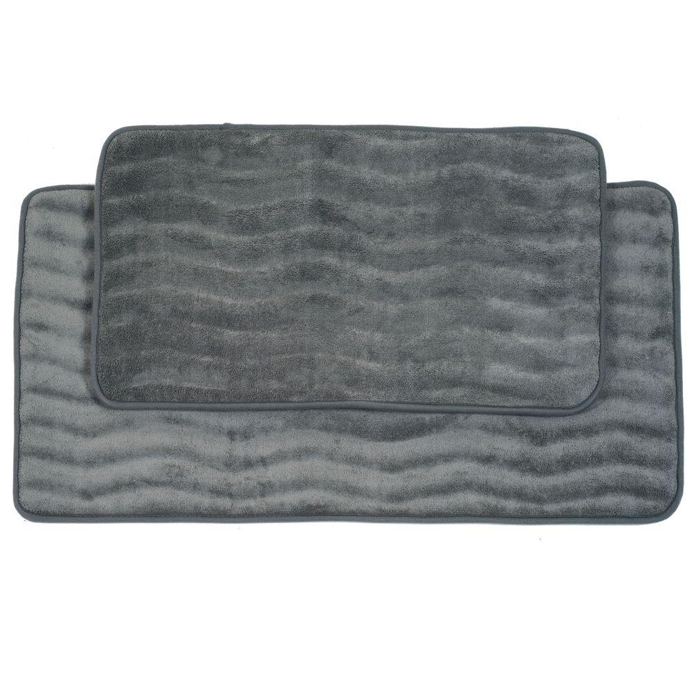 Lavish Home 2 Piece Platinum Memory Foam Bath Mat Set 67 10 S