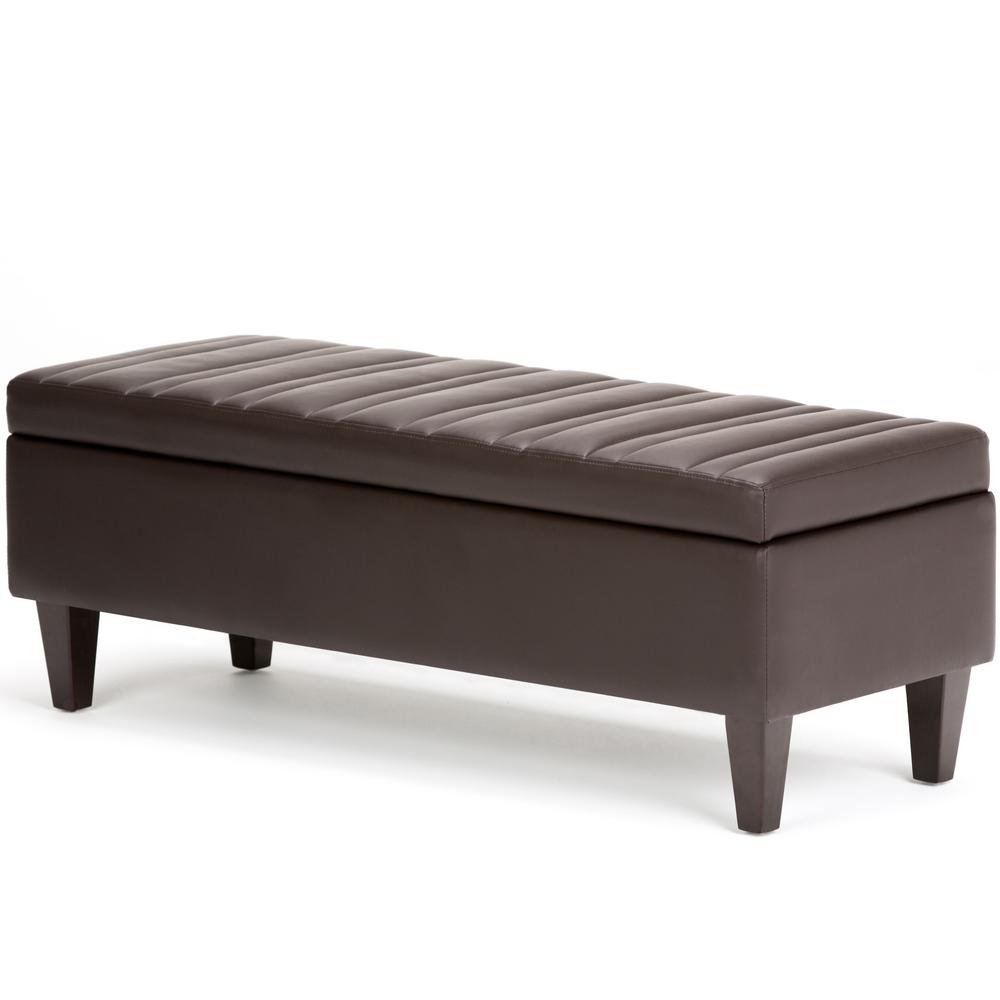 Simpli Home Monroe Chocolate Brown Storage Ottoman Bench3AXCOT251TBR